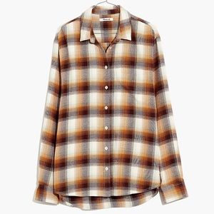 MADEWELL Flannel Side-Button Oversized Ex-Boyfriend Shirt Bickett Plaid: small